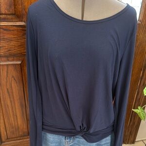 Blue Long Sleeve Tie Front Tunic